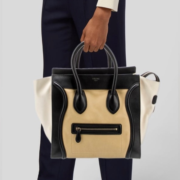 Celine tricolour mini luggage tote bag black yellow white - Picture 1 of 17